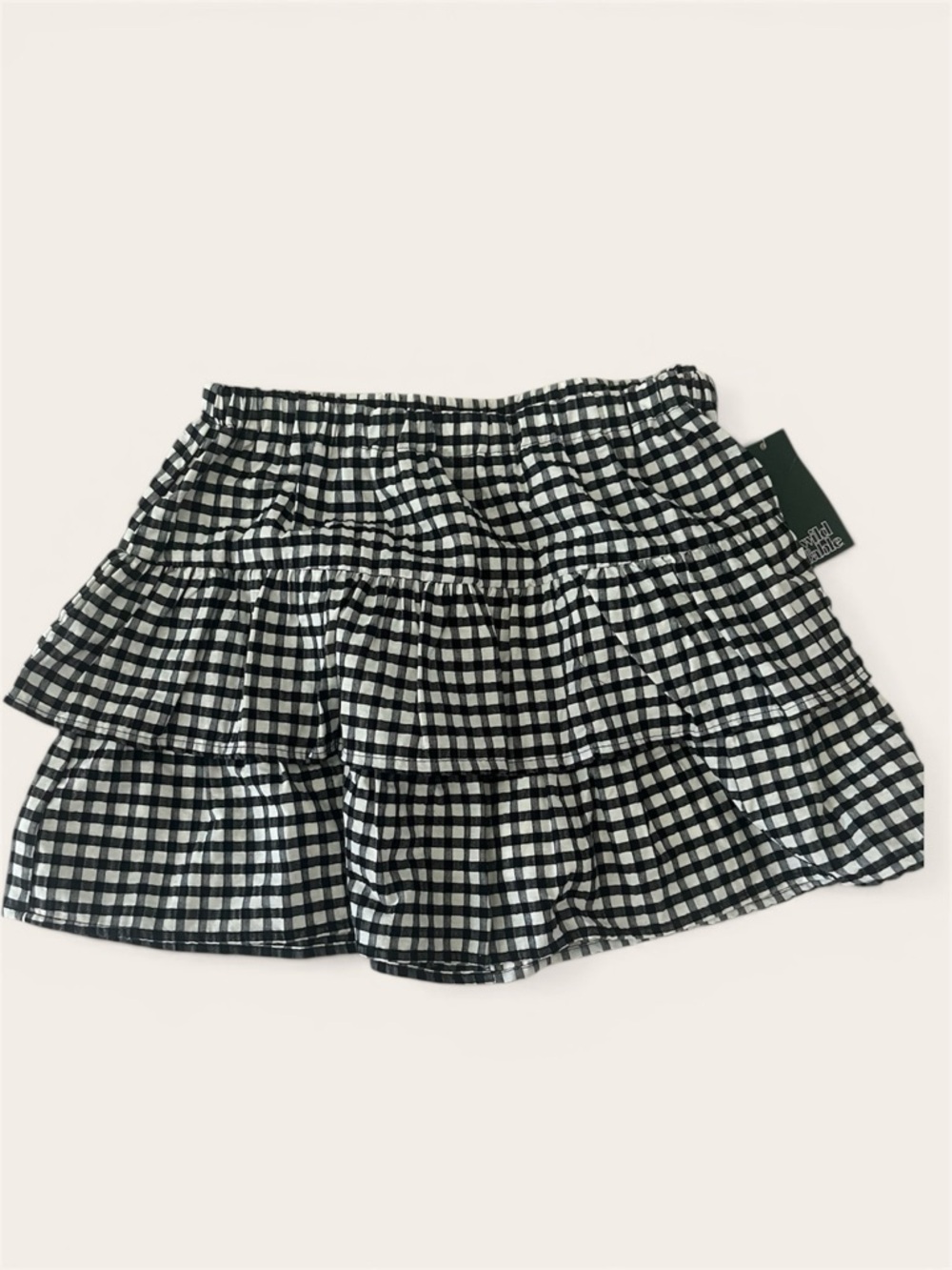 Black and White Gingham Tiered Mini Skirt